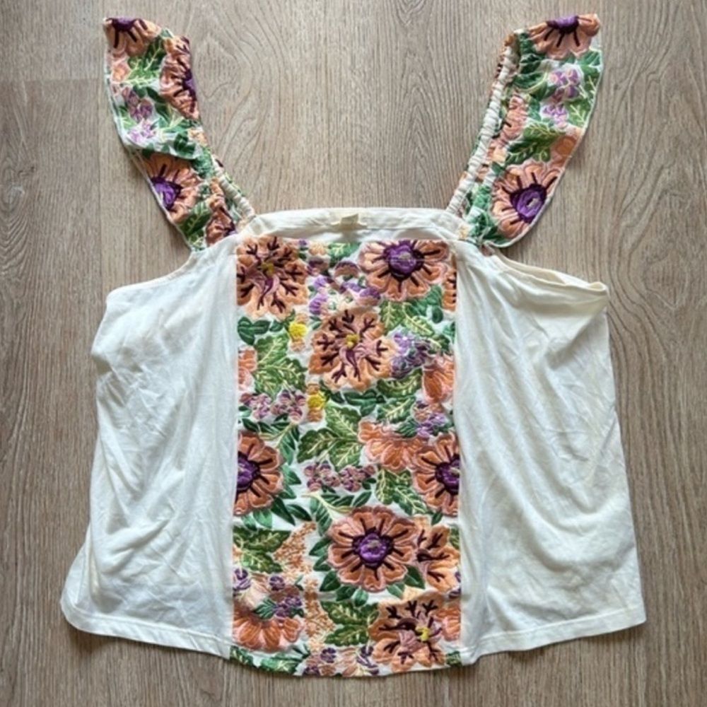 Anthropologie Tiny Marin Floral Embroidered Tank Size Small - Picture 3 of 3